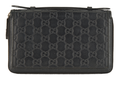 Guccissima Double-Zip Travelling Wallet, &pound;250, Accessories, Black, Leather, Front view
